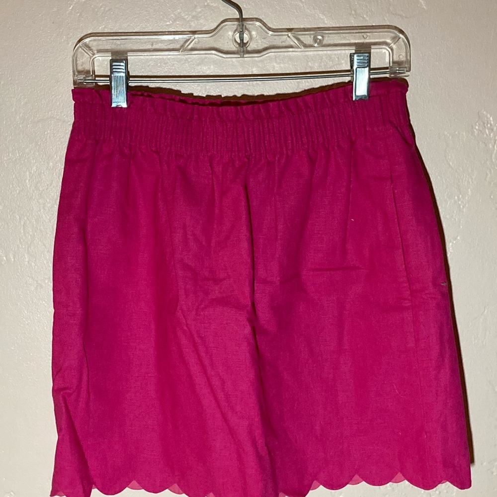 J.Crew Vibrant Pink Scalloped Linen Mini Skirt
